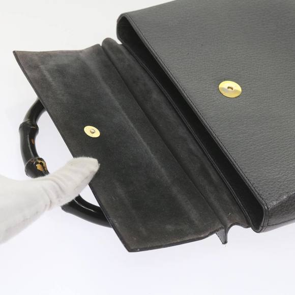 GUCCI Bamboo Hand Bag Leather Gray 001 3444 1887 Auth ar10952B - Picture 10 of 16
